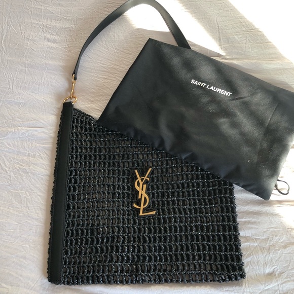 Saint Laurent YSL Oxalis Black Woven Leather Shoulder Bag - Picture 14 of 15